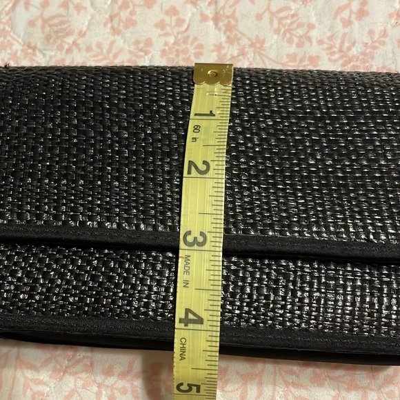 Wallet- black basket weave-snap closure w/2 snaps (small tear inside) - Picture 7 of 8